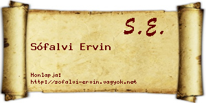 Sófalvi Ervin névjegykártya